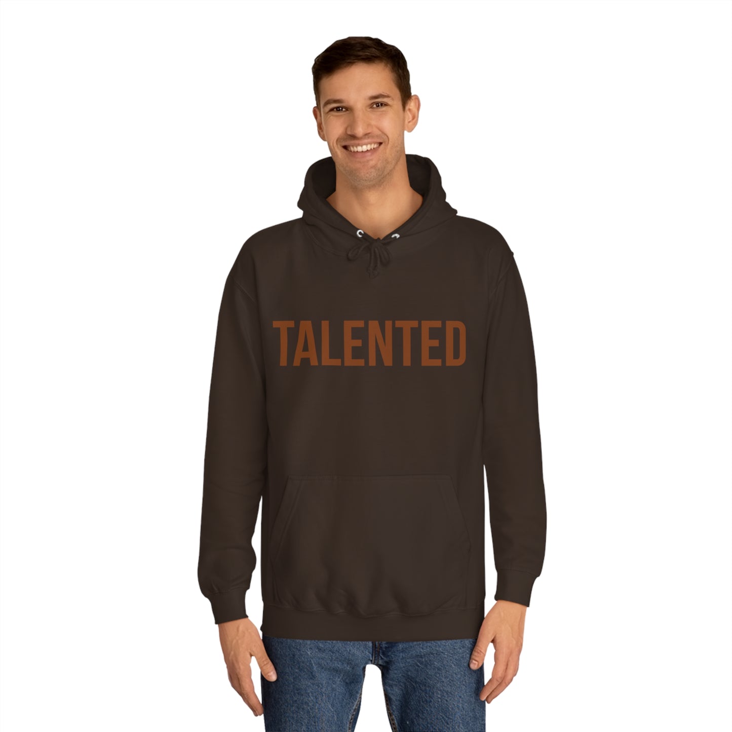 "talented/romans 12:6-8" hoodie (brown lettering)