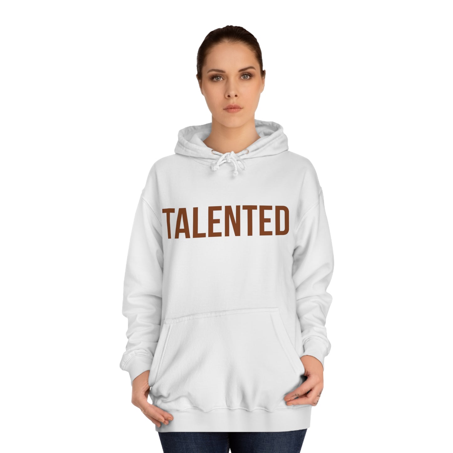 "talented/romans 12:6-8" hoodie (brown lettering)