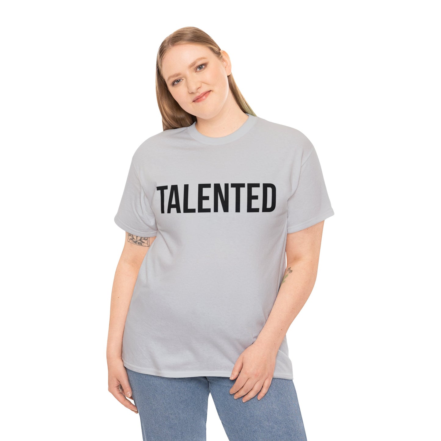 "talented/romans 12:6-8" tee (black lettering)