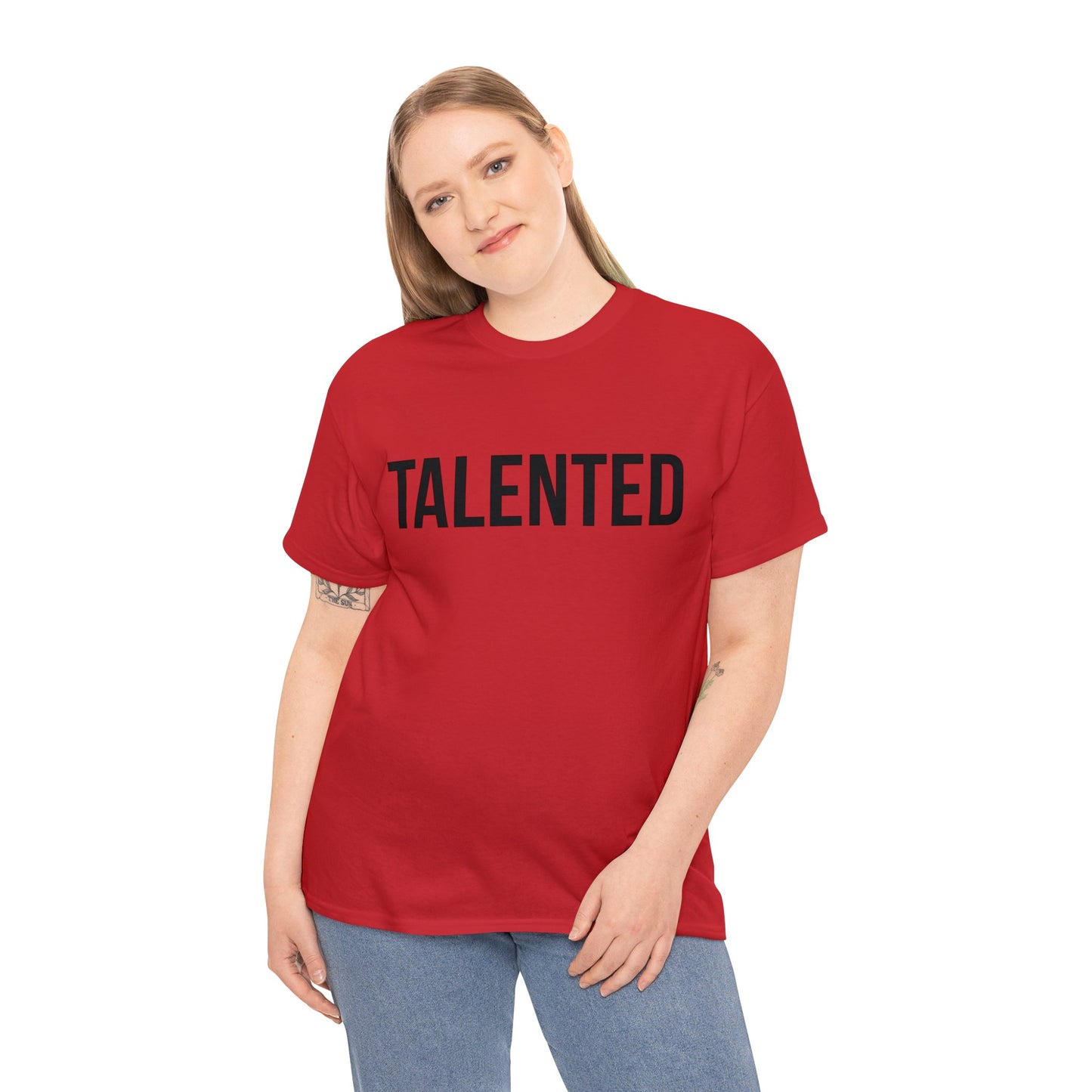 "talented/romans 12:6-8" tee (black lettering)