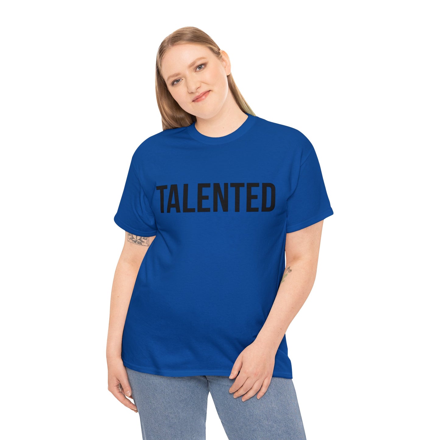 "talented/romans 12:6-8" tee (black lettering)