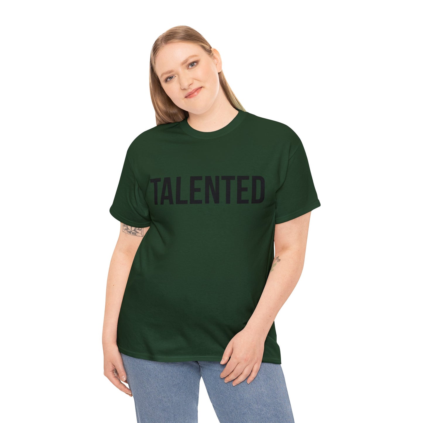 "talented/romans 12:6-8" tee (black lettering)