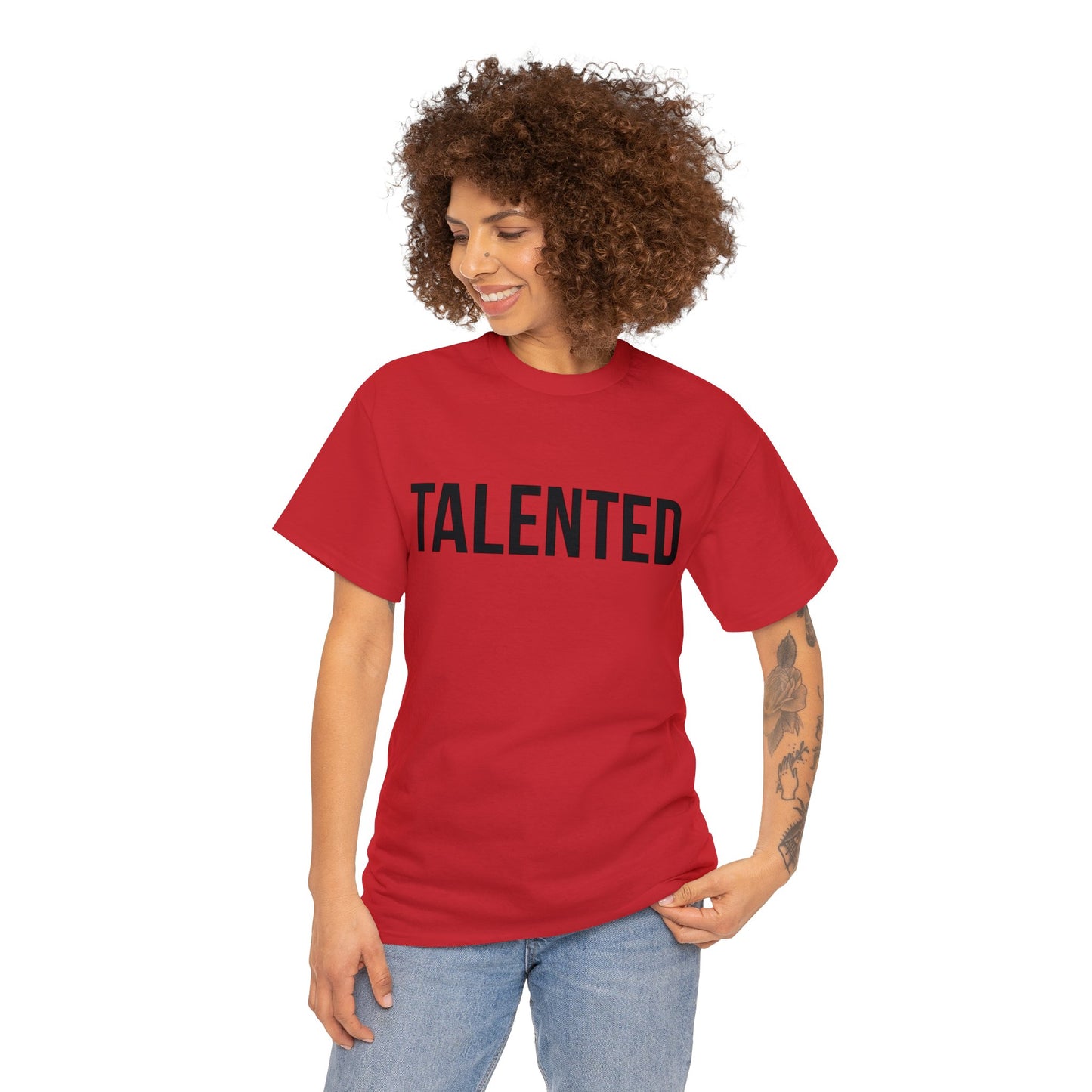 "talented/romans 12:6-8" tee (black lettering)